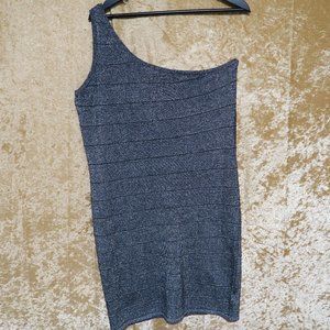 Forever 21 Silver Metallic One Shoulder Dress - Size 1X (Juniors)